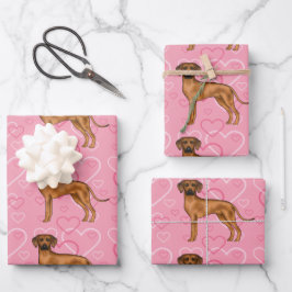 Hoja De Papel De Regalo Ridgeback Rhodesia Perro Amor Patrón Corazón Rosa