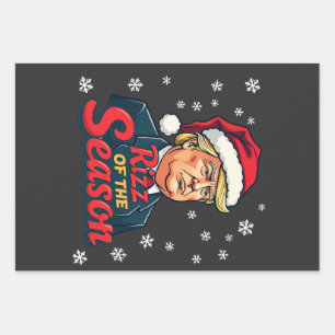 Hoja De Papel De Regalo Rizz de la Temporada Divertido Trump Navidad Santa