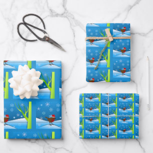 Hoja De Papel De Regalo Robin navidades
