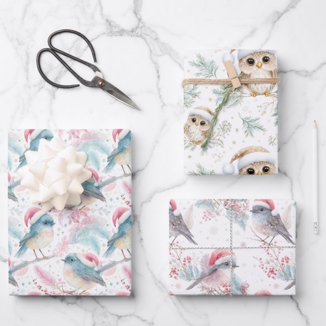 Hoja De Papel De Regalo Robin Owl Patterns Navidades del hemisferio sur (Anverso)