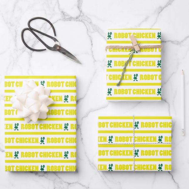 Hoja De Papel De Regalo Robot Chicken Stripe Pattern (Anverso)