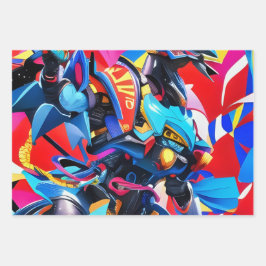 Hoja De Papel De Regalo Robótico futurista