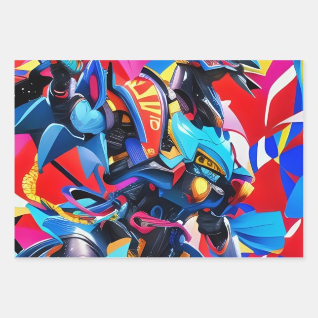 Hoja De Papel De Regalo Robótico futurista (Anverso)