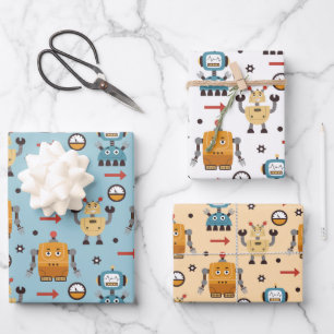 Hoja De Papel De Regalo Robots Lindos
