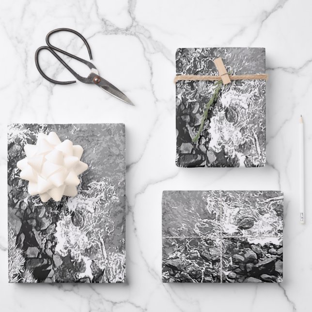 Hoja De Papel De Regalo Rocas en el mar, encima de la vista 2 (Anverso)