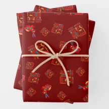 Rojo 2023 Conejo de Año Nuevo Lunar 福 Bendiciones 