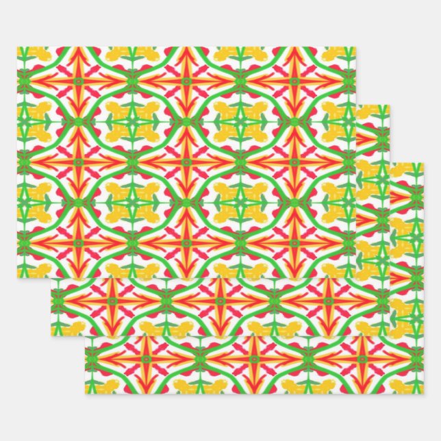 Hoja De Papel De Regalo Rojo, amarillo y verde anime (Set)