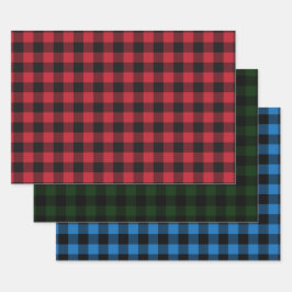 Hoja De Papel De Regalo Rojo, azul, verde y negro de escúfalo