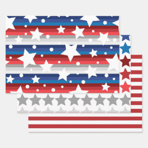 Hoja De Papel De Regalo Rojo Blanco Azul Americano EEUU 4 de julio Indepen