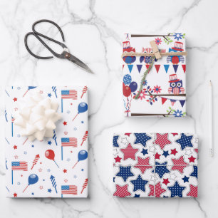 Hoja De Papel De Regalo Rojo Blanco Y Azul