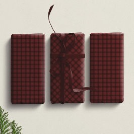 Hoja De Papel De Regalo Rojo granate a cuadros escoceses simple vacaciones