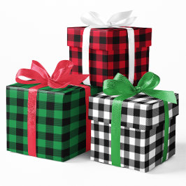 Hoja De Papel De Regalo Rojo Verde y Blanco Plaid de Búfalo Navidad Pequeñ