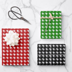 Hoja De Papel De Regalo Rojo, Verde y Negro Cuadro Escocés Blanco