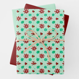 Hoja De Papel De Regalo Rojo vintage y verde