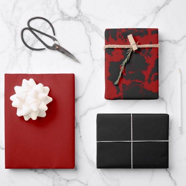 Hoja De Papel De Regalo Rojo y Gris  (Anverso)