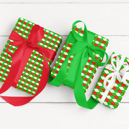 Hoja De Papel De Regalo Rojo y verde de Navidad en diseño Argyle