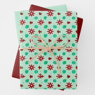 Hoja De Papel De Regalo Rojo y Verde Vintage