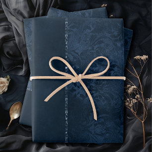 Hoja De Papel De Regalo Romance de la Marina de Medianoche   Damasco de zu