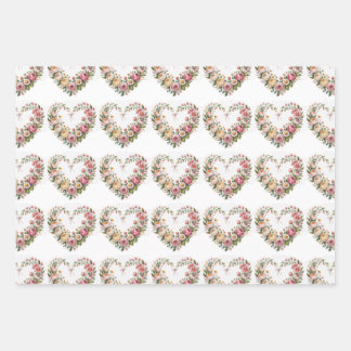 Hoja De Papel De Regalo Romantic Floral Hearts, Boho Neon Wolf, Valentine 