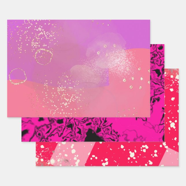 Hoja De Papel De Regalo Romantic glitter pink art (Set)