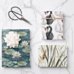 Hoja De Papel De Regalo Romantic Lake Swans Brillante Shower<br><div class="desc">Romantic Lake Swans Brillante Shower</div>
