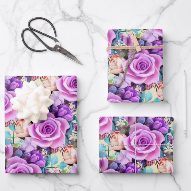 Hoja De Papel De Regalo Romantic Rose Flowers Garden (Anverso)
