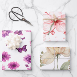 Hoja De Papel De Regalo Romantic Rosy Blossom Harmony Creamy Pink Floral