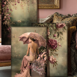 Hoja De Papel De Regalo Romantic Swan Lake 1920's Vintage Flapper & Floral