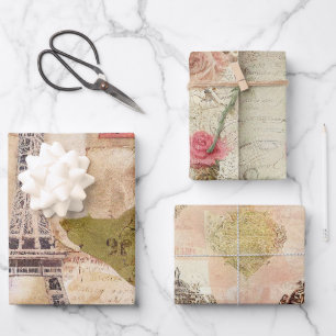 Hoja De Papel De Regalo Romántico Rústico Vintage París
