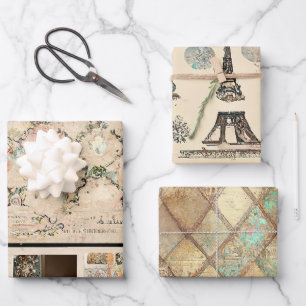Hoja De Papel De Regalo Romántico Vintage Rústico París