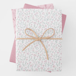 Hoja De Papel De Regalo romantique floral délicat et rose pastel FR