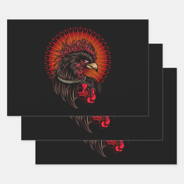 Hoja De Papel De Regalo Rooster de boxeo (Set)
