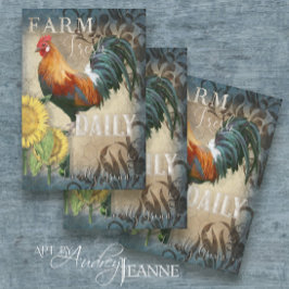 Hoja De Papel De Regalo Rooster Sunflower Farm Fresco Cottagecore Decoupag