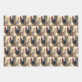Hoja De Papel De Regalo Rooster y Hen Humor