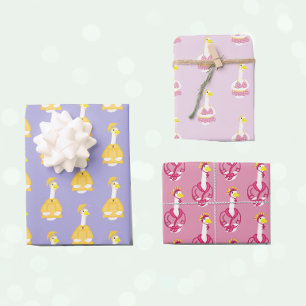 Hoja De Papel De Regalo Ropa de ganso de porche linda