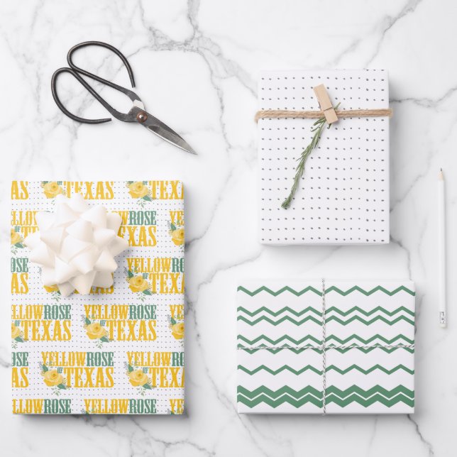 Hoja De Papel De Regalo Rosa Amarilla Occidental de Texas (Anverso)