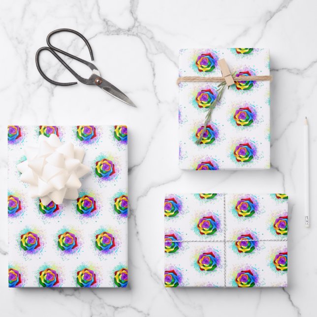 Hoja De Papel De Regalo Rosa arcoiris colorido (Anverso)