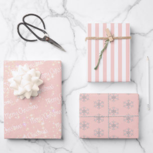 Hoja De Papel De Regalo Rosa   Blanco   NAVIDADES