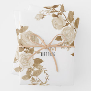 Hoja De Papel De Regalo Rosa boda Monograma Blanco