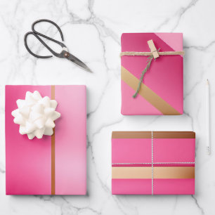 Hoja De Papel De Regalo Rosa Chic y Dorado