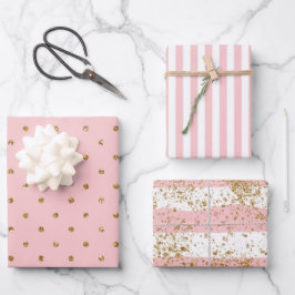 Hoja De Papel De Regalo Rosa con boda purpurina dorado 