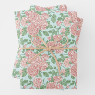 Hoja De Papel De Regalo Rosa de flores rosadas patrón de Bouquet Garden