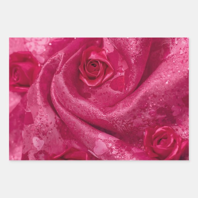Hoja De Papel De Regalo Rosa de seda rosa (Anverso)