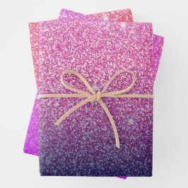 Hoja De Papel De Regalo Rosa degradado purpurina
