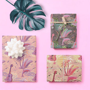 Hoja De Papel De Regalo Rosa del paraíso tropical
