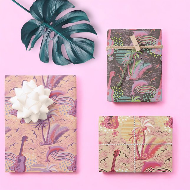 Hoja De Papel De Regalo Rosa del paraíso tropical (Subido por el creador)