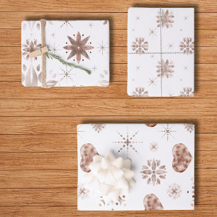 Hoja De Papel De Regalo Rosa elegante Corazones y flores de oro en blanco