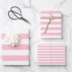 Hoja De Papel De Regalo Rosa en blanco de diferentes tamaños de franjas ho
