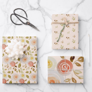 Hoja De Papel De Regalo Rosa floral acuarela