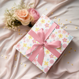 Hoja De Papel De Regalo Rosa Flores Cumpleaños Baby Shower Pastel Cute